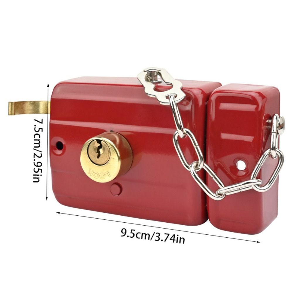 Iron Anti-theft Door Lock Single Cylinder Durable Security Door Lock Key Included Retro Style Insurance Lock Indoor Use
