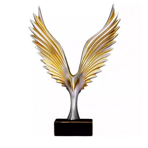 Hars Decoratieve Standbeelden Gesimuleerde Abstract Open Wing Bird Standbeeld Home Standbeelden Dier Sculptuur Muur Decoratie Home Decor: Champagne Gold