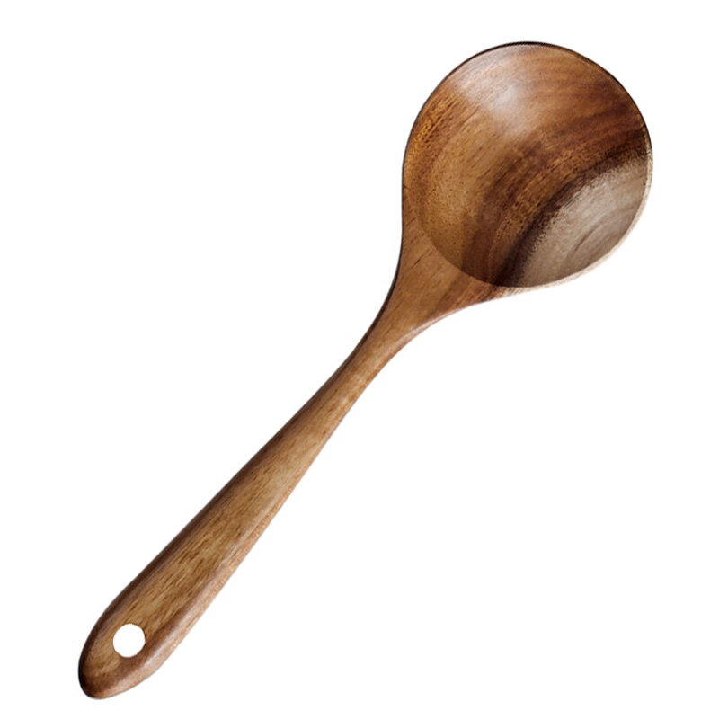 Teak Wood Kitchen Spoon Rice Paddle Scoop Strainer Spoon Wooden Salad Mixing Serving Spoon Kitchen Wooden Utensils for Cooking: B Mixing Spoon