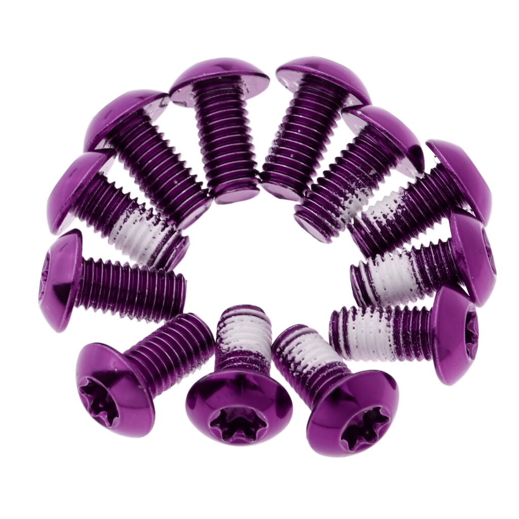 (Pack of 12) Steel MTB Mountain Bike Brake Rotor Disc Screws M5 x 10mm Cycling Brake Disc Plum Nuts Road Bike Component Parts: Purple