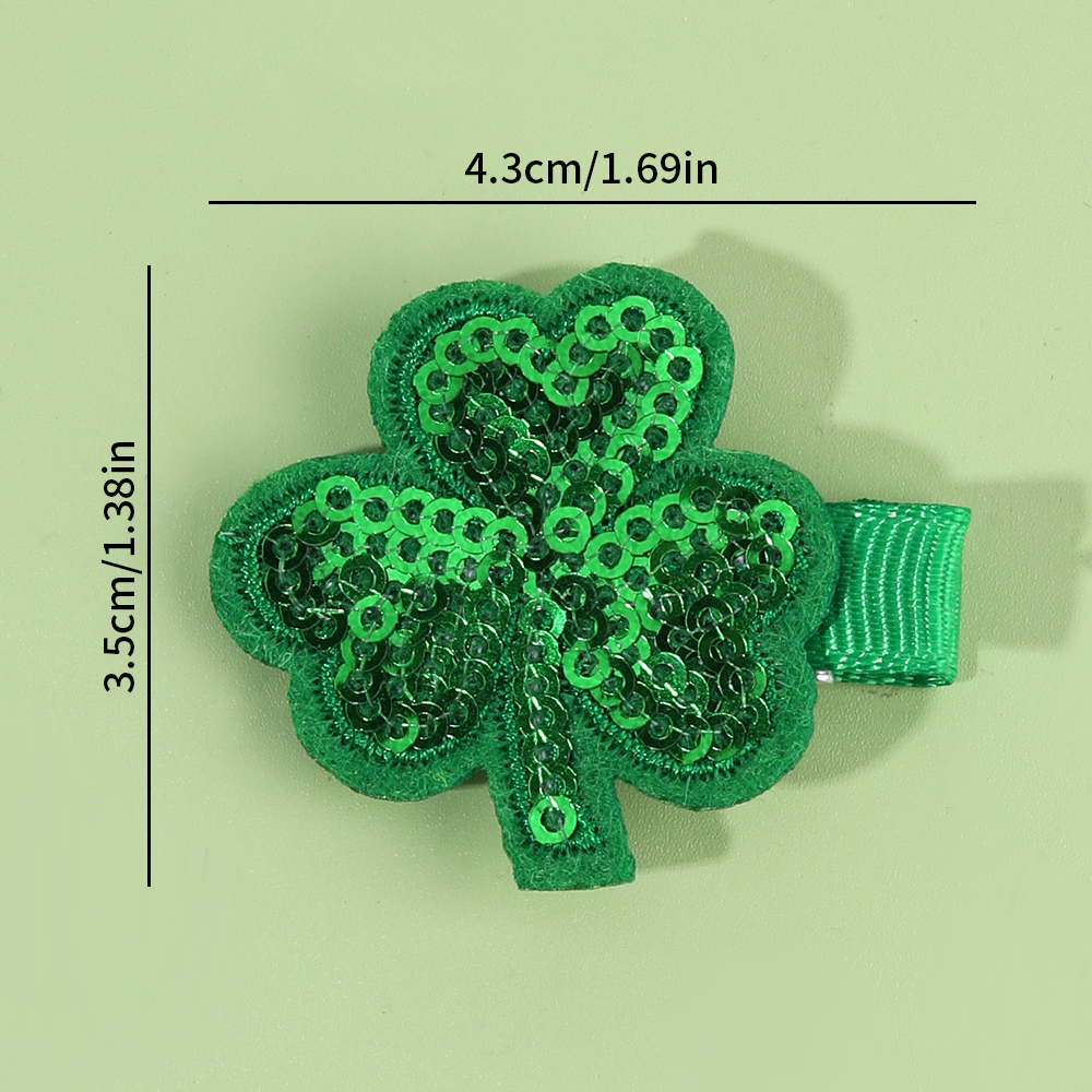 6 Stuks Klavertje Vier Haar Clip Verse Groene Pailletten Haarspelden Voor Baby Meisje Pony Volume Pin Kinderen haar Accessoires Hoofdtooi