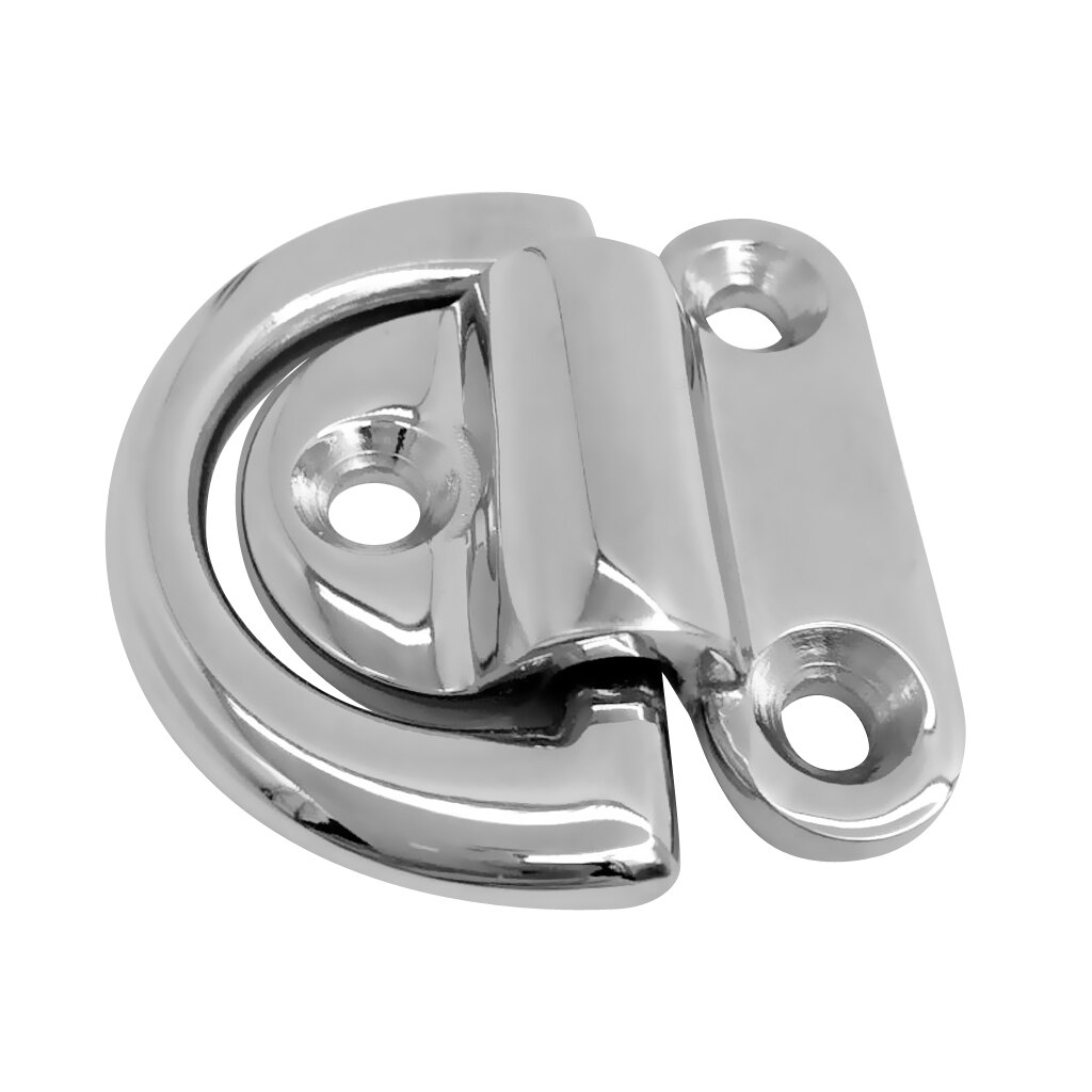 Marine Boat 316 Stainless Steel D-Ring Pad Eye Ring Deck Folding Loop with Plate 1/8'' Pin Hole for Max 25mm Rope