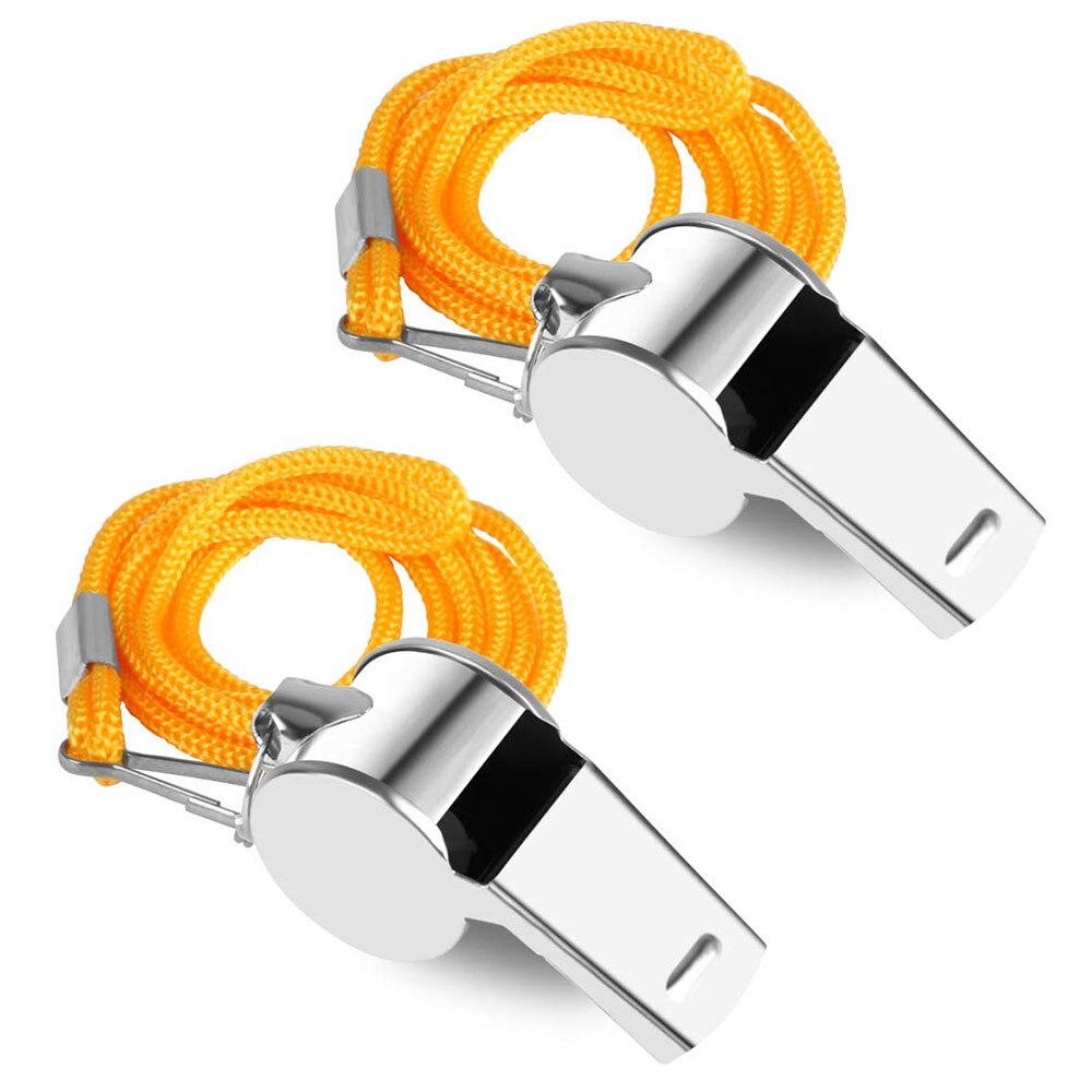 Voetbal Scheidsrechter Fluitje Met Lanyard Voor Basketbal Verkeer Begeleiding Outdoor Training Sport Rvs Voetbal Fluitje: 2 PCS