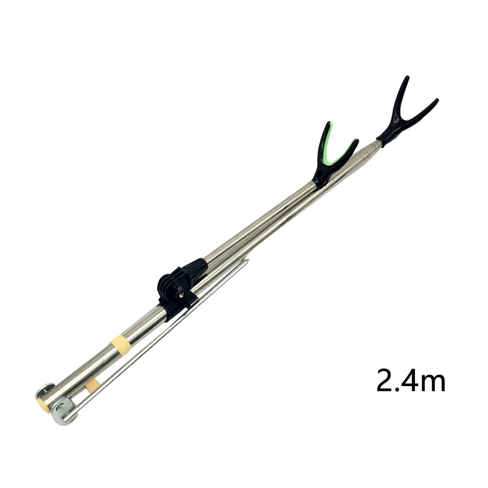 Udendørs dobbelt brug støtte fiskestang holder rack tilbagetrækkelig skridsikker vinkel justerbar aftagelig rustfrit stål værktøjsbeslag: 2.4m