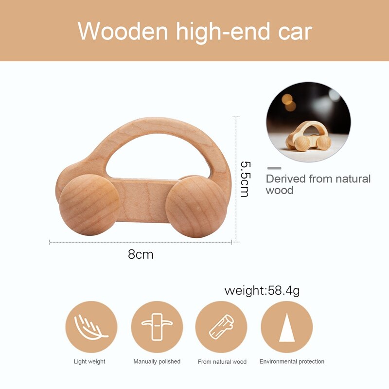 3Pcs Holz Spielzeug Montessori Pädagogisches Buche Zahnen Holz Auto Kinder Cartoon Auto Spielzeug Baby Holz Für 1-6 jahre Alt Kinder