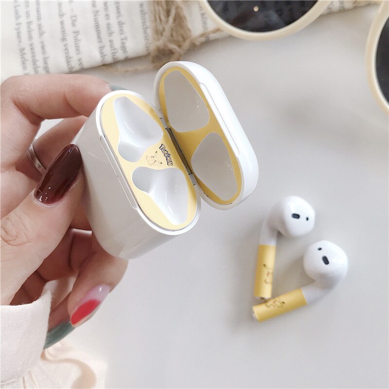 Del fumetto Della Polvere Carino Guard Set per Airpods di Protezione Auricolare Pellicola Della protezione Della Pelle Sticker per Airpods Caricatore Auricolare Scatola a prova di Polvere decalcomanie: 4