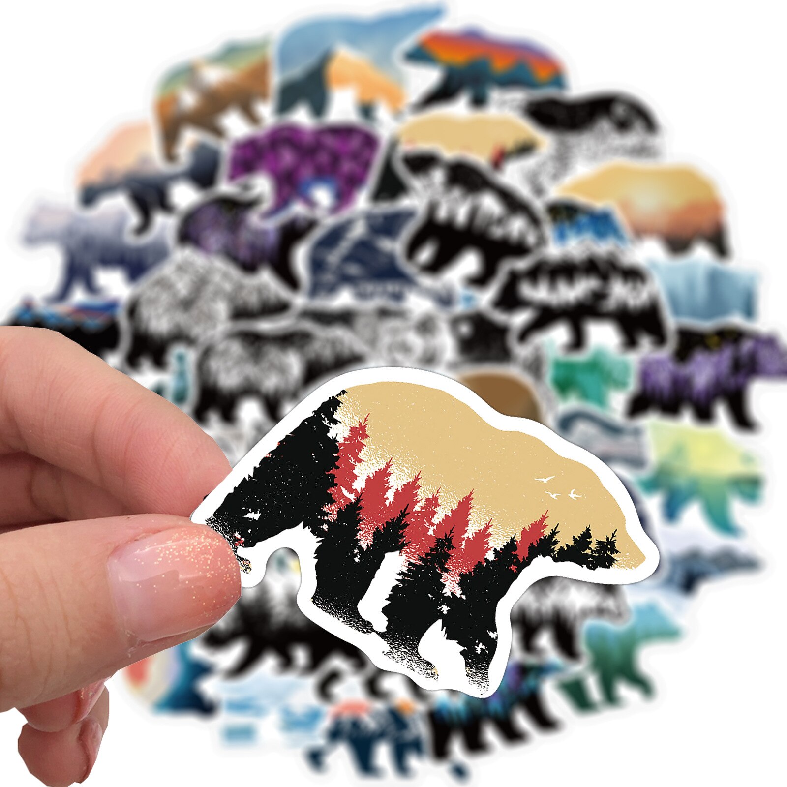 10/30/50 Stuks Mountain Top Kleur Grizzly Bear Graffiti Waterdichte Sticker Koffer Notebook Mobiele Telefoon Water Cup helmetwholesale