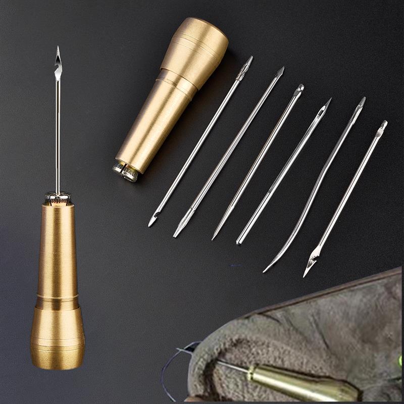 Leder Nähset DIY Leder NäHenne Ahle Nadel mit Kupfer Griff einstellen Leder Leinwand Zelt Schuhe Reparatur werkzeug Nylon faden