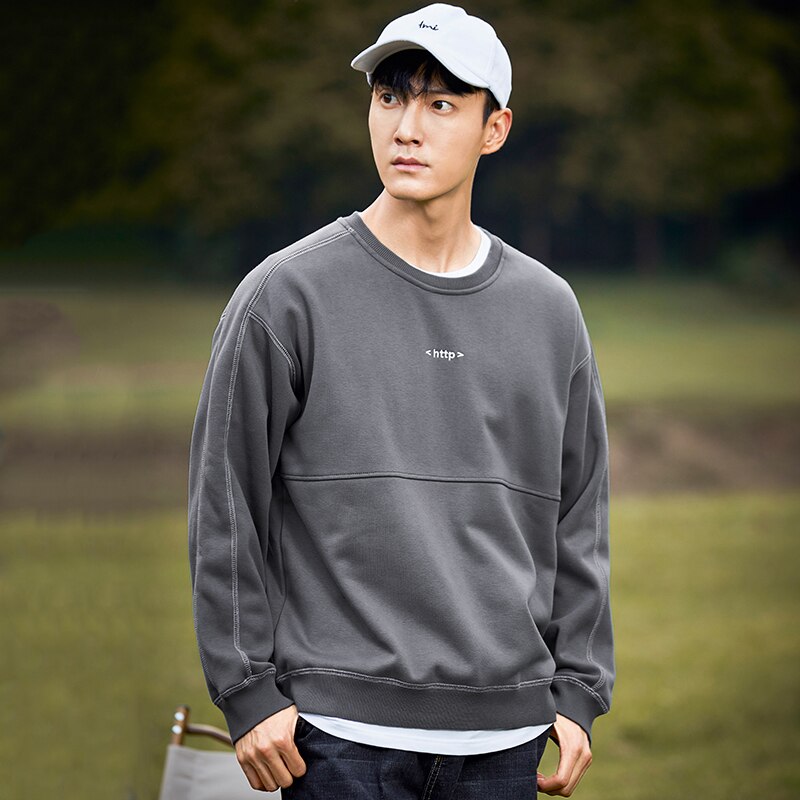 Pioneer camp oversized hættetrøje mænd vinter varm fleece 100%  bomuld afslappet mænds sweatshirts xys 002275: Grå / Xxl