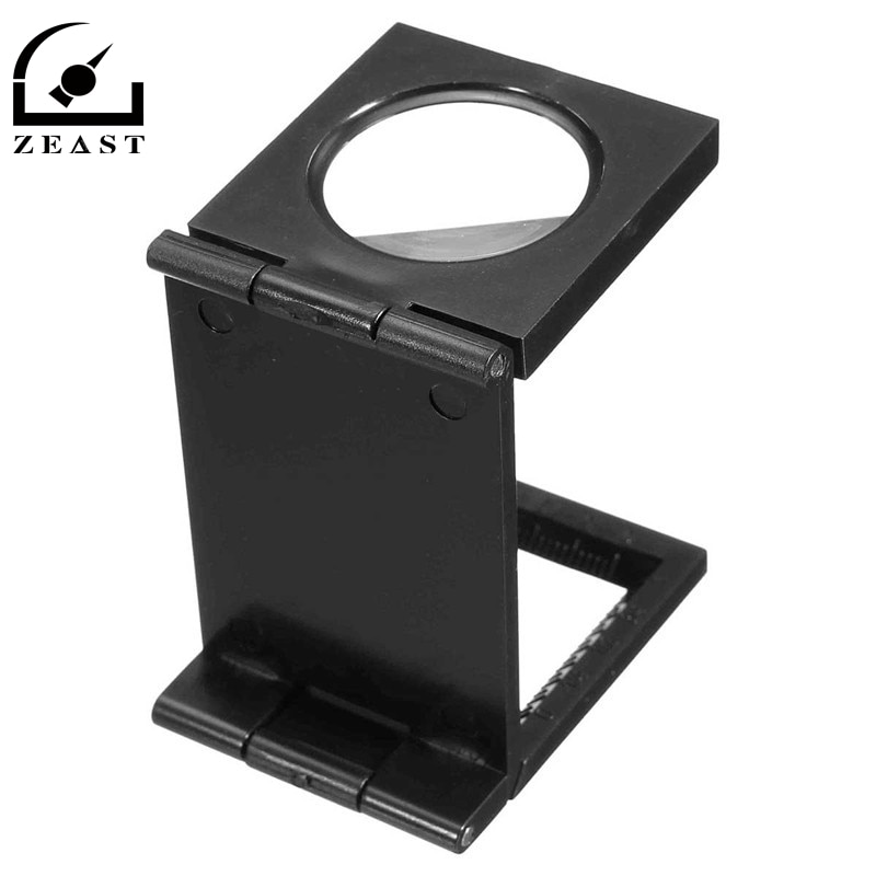 10X 28mm Microscope Folding Magnifier Stand Loupe with Scale for Textile Optical Foldable Magnifying Glass Tool