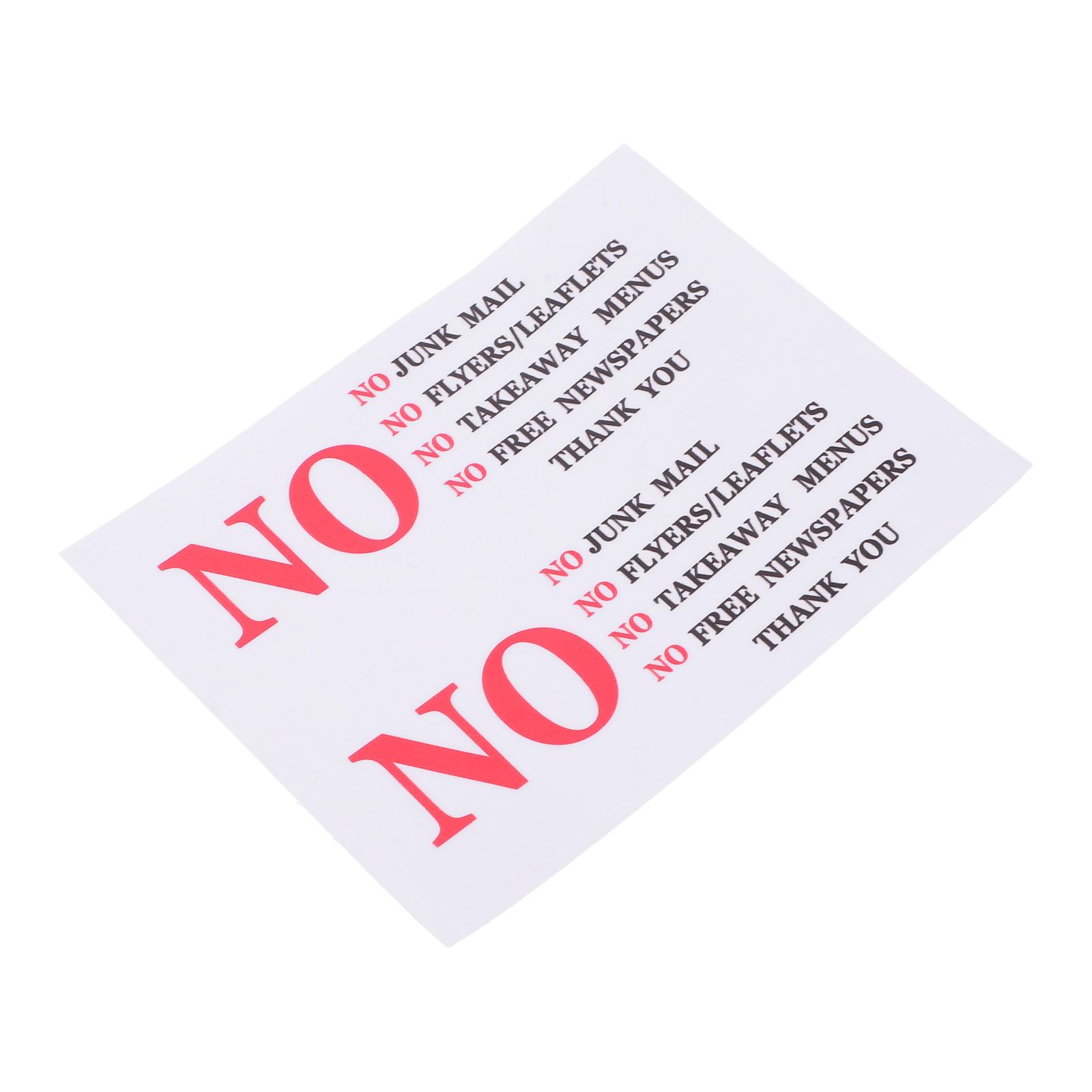 2Pcs Mailbox Warning Sticker No Junk Mail PVC Durable Adhesive Home Commercial Door Sign Functional Removable Weather Resistant