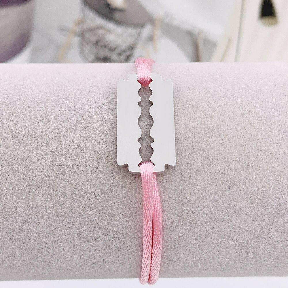 Stainless Steel Bracelet De Rasoir Blade Razor Bracelet With Black Red Rope Adjustable France Famous Brand Jewelry: 18TR-1