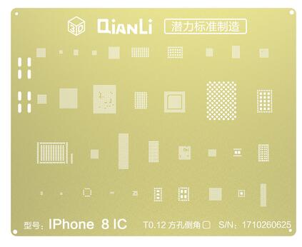 QIANLI IOS Golden 3D Steel Mesh NAND baseband IC/CPU A8 A9 A10 A11 3D BGA Reballing Stencil for IPHONE 6 6S 7 7P 8P T0.12 net: for iphone 8 8p ic