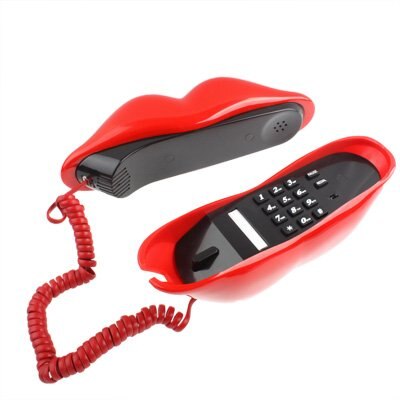 Lips telephone cute red mouth shape lip phone corded landline phones for home and office decor pink role play telephone