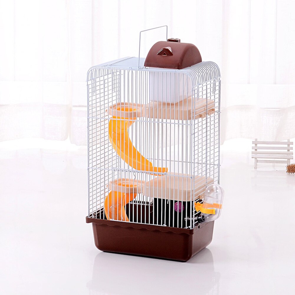 De luxe Trois Couche Cage Pour Animaux De Compagnie Portable Petit Animaux Maison Chinchilla Hamster Maison (Bleu Clair)