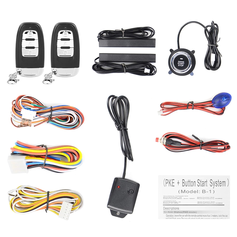 Car Keyless Entry System Engine Start Alarm System Push One-button Start System Remote Starter Stop Car Accessories