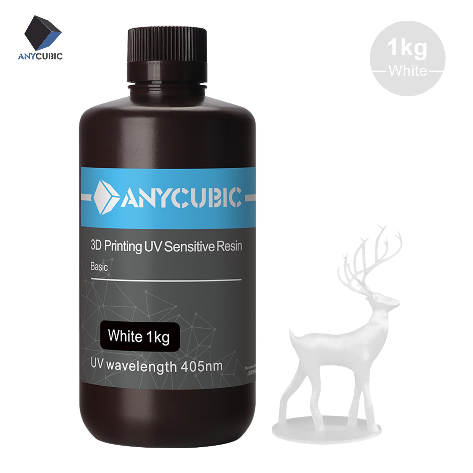 ANYCUBIC Photon 405nm UV Resin 500G/1L for Photon 3D Printer LCD UV Sensitive Liquid Printing Material Photosensitive Uv Resin: White-1KG