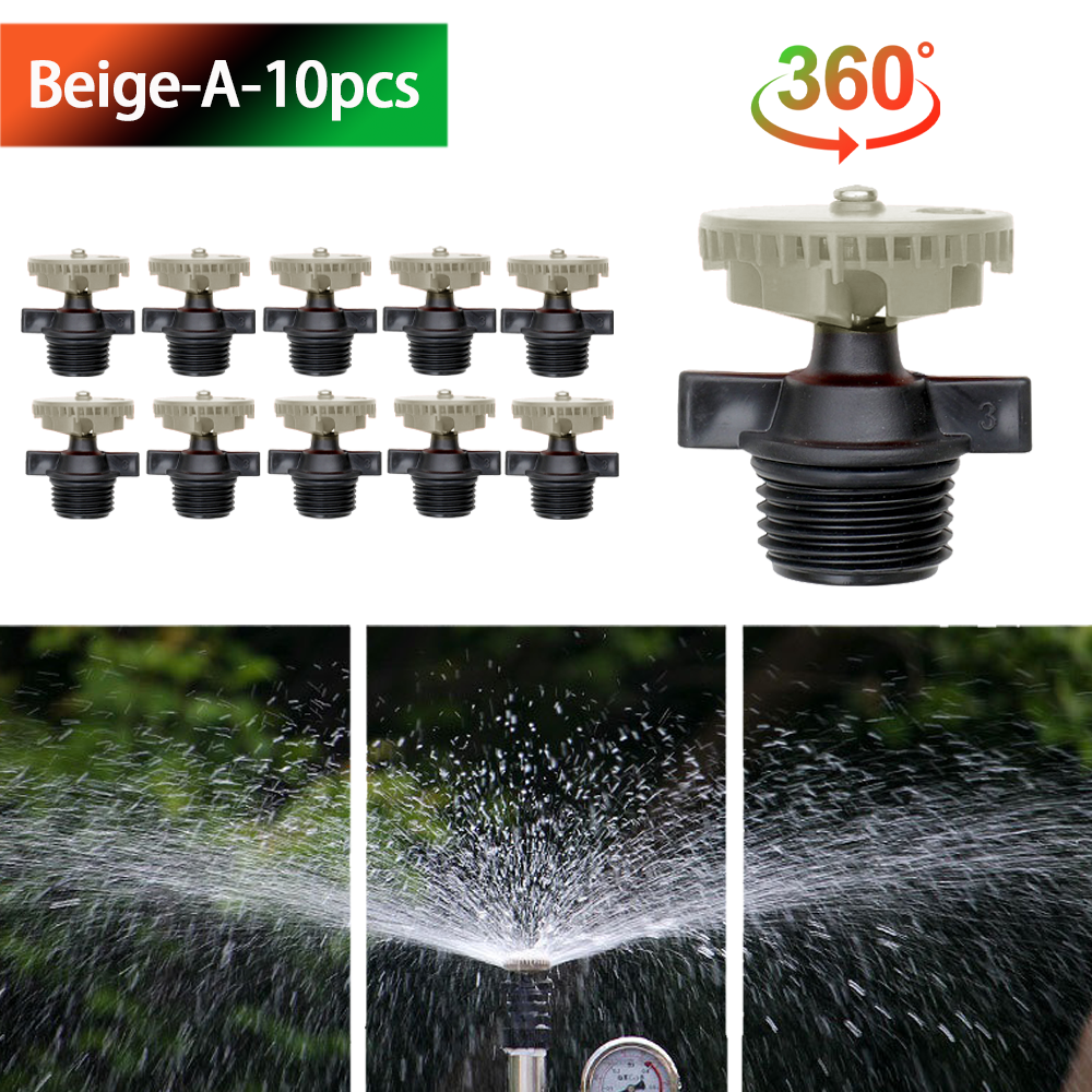 360 Degree Automatic Rotating Sprinkler Heads, Garden Lawn Irrigation 1/2"（4-point flywheel） Male Thread Rotating Nozzle: WHITE