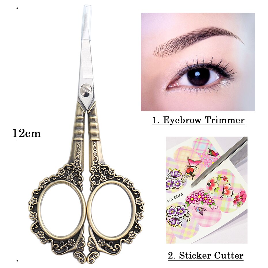 Tijeras para uñas estilo Retro, cortador de pelo de cejas y nariz, tijeras pequeñas de oro rosa para manicura, herramientas de maquillaje JI1852