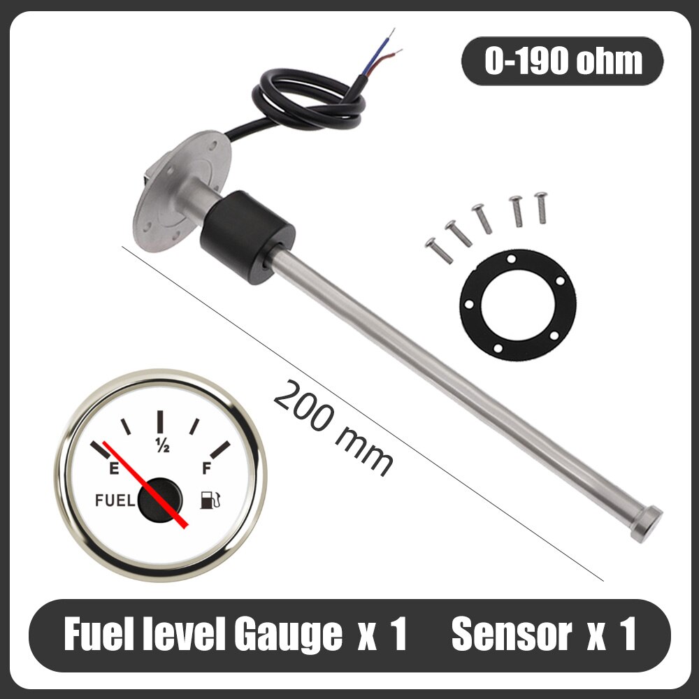 52MM Fuel Level Gauge 0-190 Ohm Oil Tank Level Indicator Meter With Fuel Level Sensor 150MM 200MM 250MM 300MM 350MM: WS 200MM