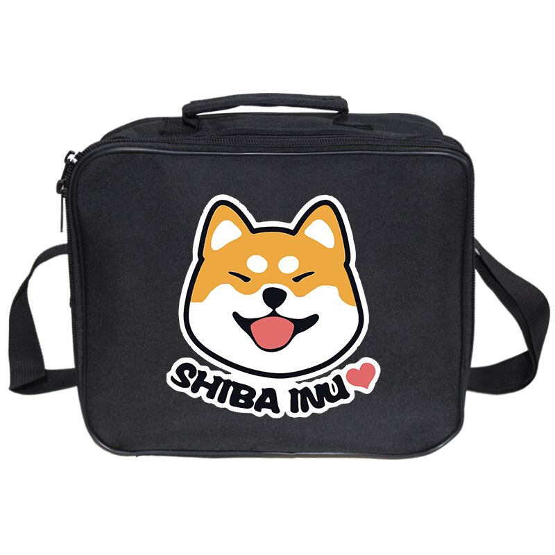 Shiba Inu Lunch Tas Geïsoleerde Koude Canvas Streep Picknick Carry Case Thermische Draagbare Lunch Box Loncheras Escolares Infantiles