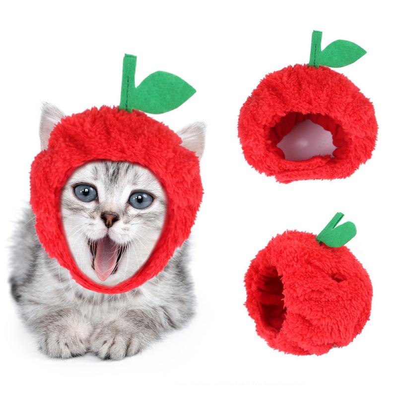 Cappello da compagnia Teddy Dress Up copricapo di mela gatto Dress Up cappello orecchie di rugiada copricapo di gatto Costume da Cosplay per animali domestici di Halloween per la decorazione