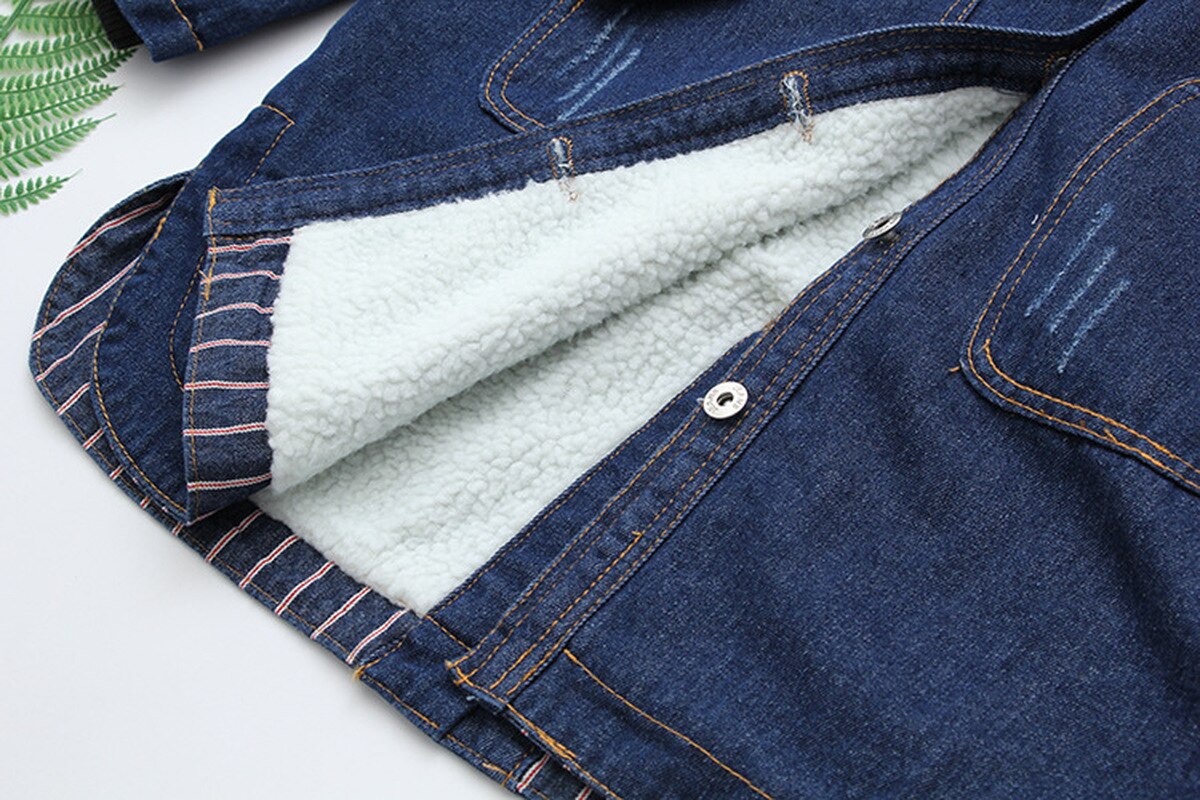 Grande taille hiver femmes jean avec fourrure longs manteaux à capuche femmes Parka femme veste en jean manteau en jean femmes Parka laine