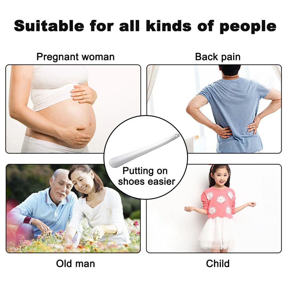 30cm High Heel Shoe Horn Home Lifter Aid Stick Lazy Kids Adults Helper Thickened Long Leather Shoes Stainless Steel