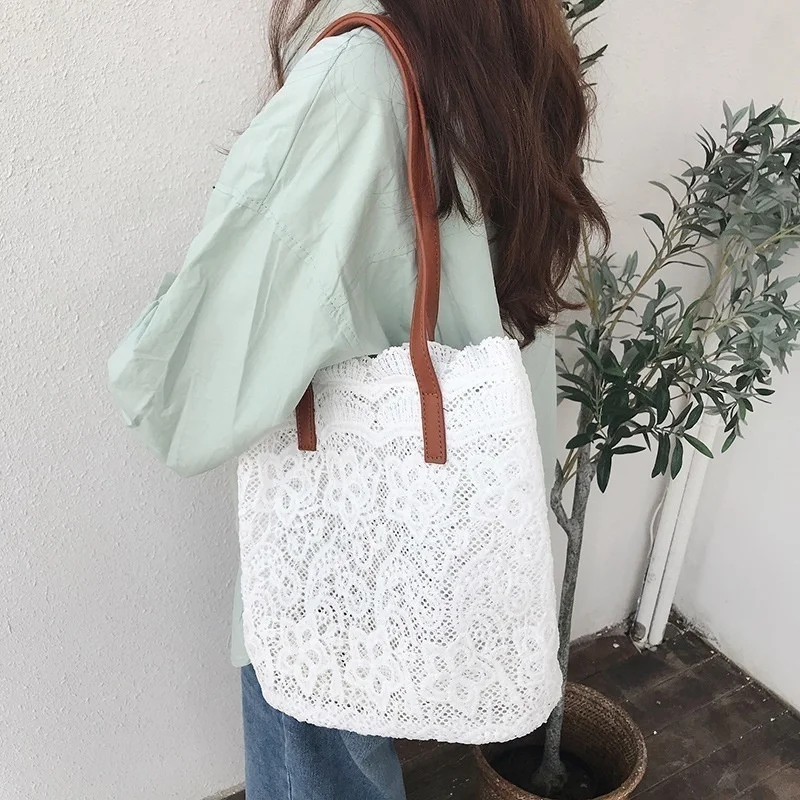 Bolsos de mano de para mujer, bolsos de hombro de gran capacidad, bolso de cubo con asa superior, bolsos de compras de lujo para mujer, bolsos Casuales: Blanco