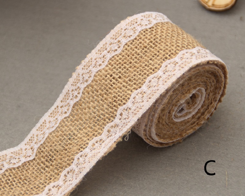 2 metros de juta natural hessian serapilheira laço fita rústico casamento belting cinta buquê acessórios: C