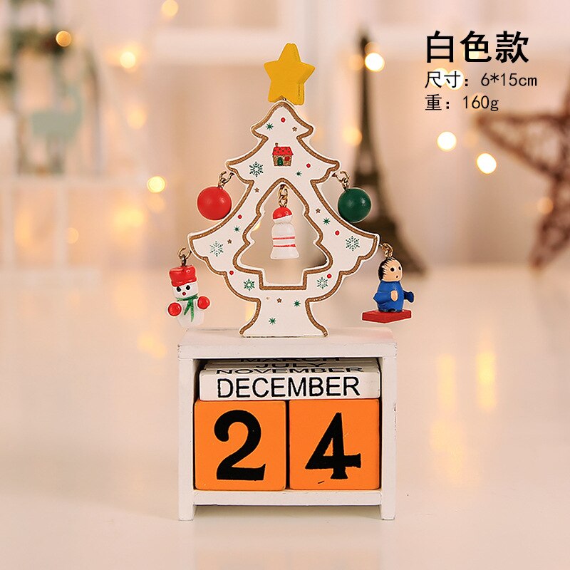Christmas Wooden Toy Home Christmas Tree Calendar with Pendant eco-friendly Year 3Colors: White