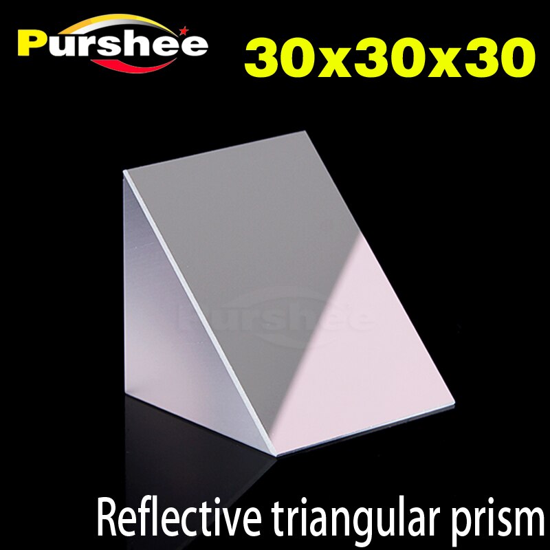 Optical glass driehoekig prisma met reflecterende film (30x30x30mm)