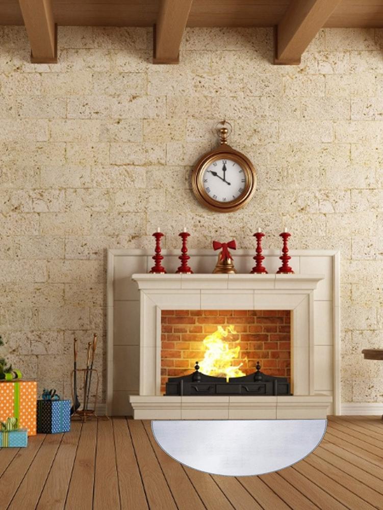 Fire Retardant Mat Fiberglass Semicircular Hearth Fireplace Blanket Semicircular Flame Retardant Carpet Fire Pit Mat BBQ Tool