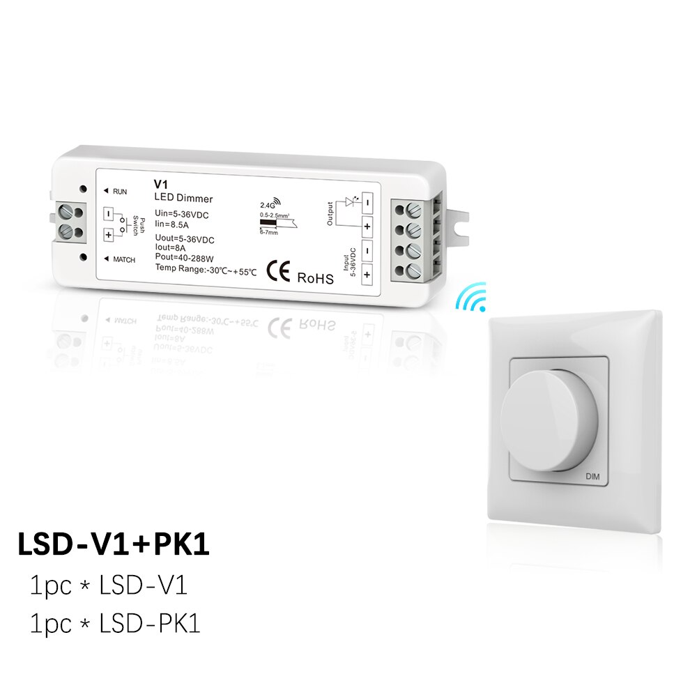 Dc12-24v v3 rgb-kontroller  v1 v2 enfarge cct led dimmer 12v 2.4g rf roterende panel led dimmer for 1 2 3 ch led stripelys: Lsd -v1 og  pk1