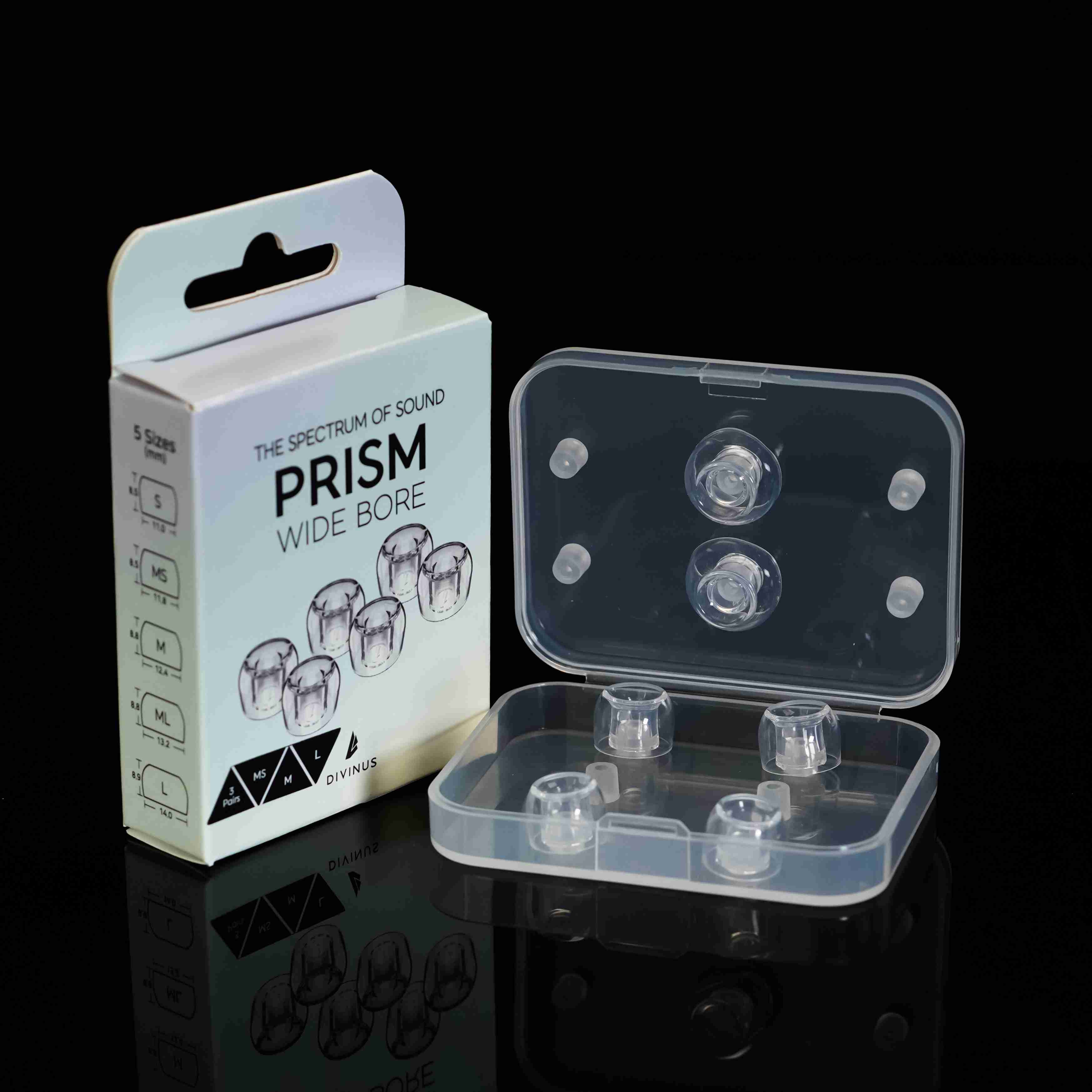 Divinus Prism Wide Bore LSR Earphone Eartips For 4-6mm Nozzle, Earphone Ear Tips for Dunu Davinci, AFUL Performer 5+2, JUZEAR: WHEAT