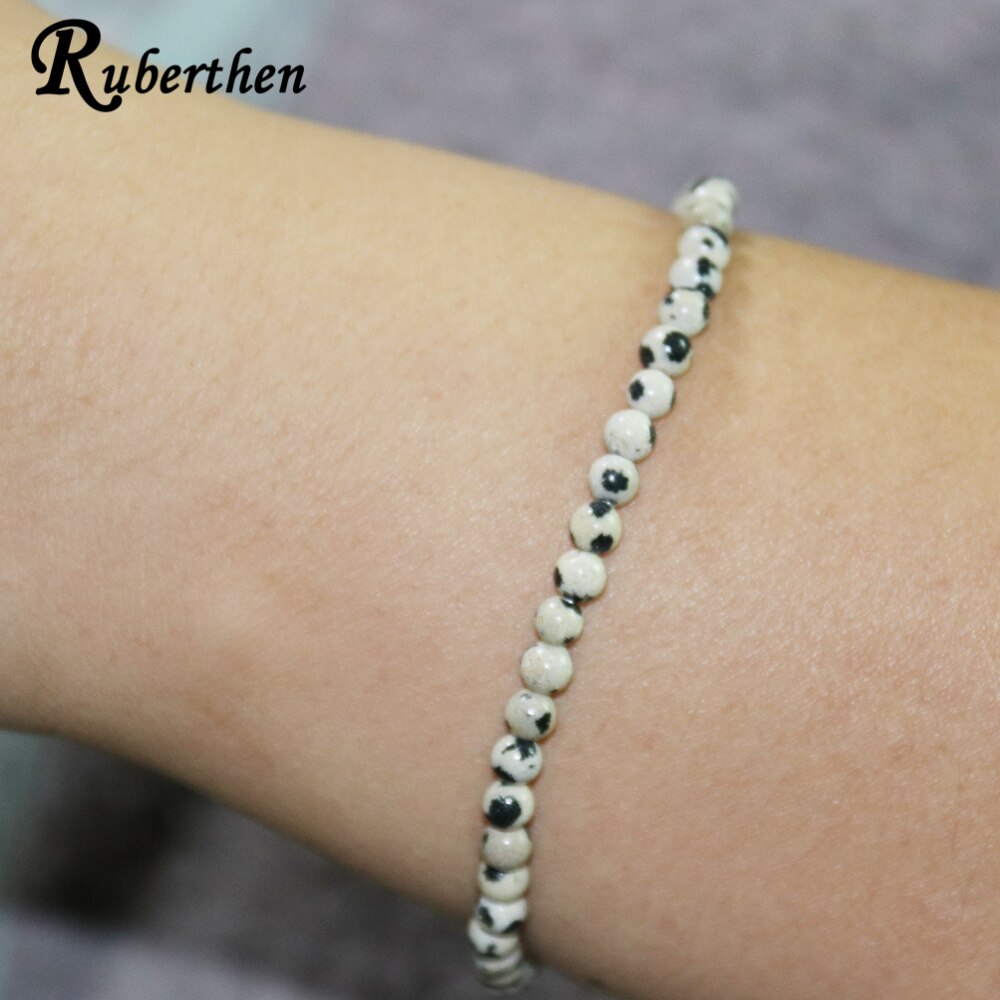 Ruberthen natuurlijke dalmatische stenen armband 4 mm natuurstenen yoga armband mini edelsteen armband