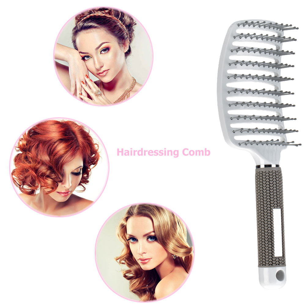Cepillo con Cerdas de Nailon para el Cabello de Mujer, Peine para Masaje de Pelo Rizado o Mojado, Accesorio de Estilismo y Peluquería ideal para Salón de Belleza