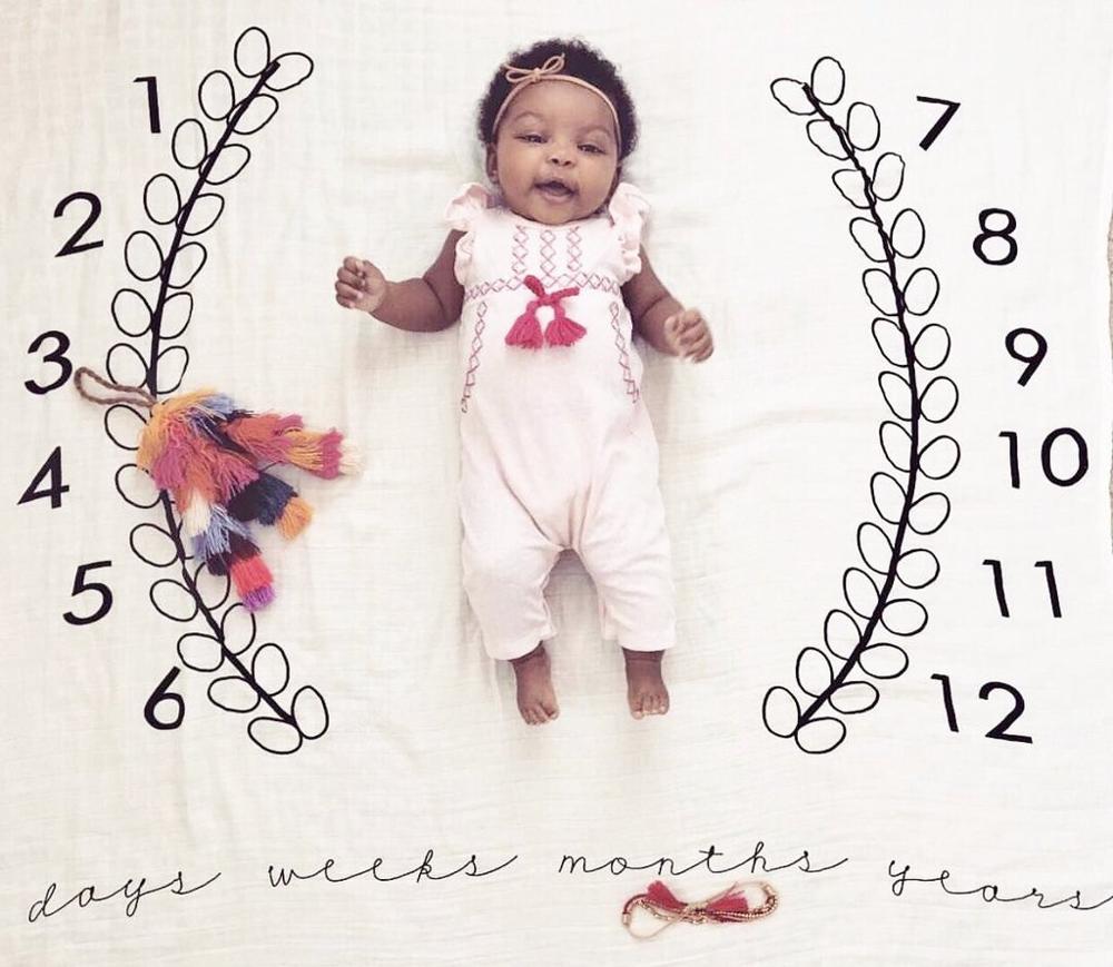 Baby Baby Milestone Deken Foto Fotografie Prop Dekens Achtergrond Doek Kalender Bebe Jongen Meisje Foto Accessoires 100x100cm: Sky Blue