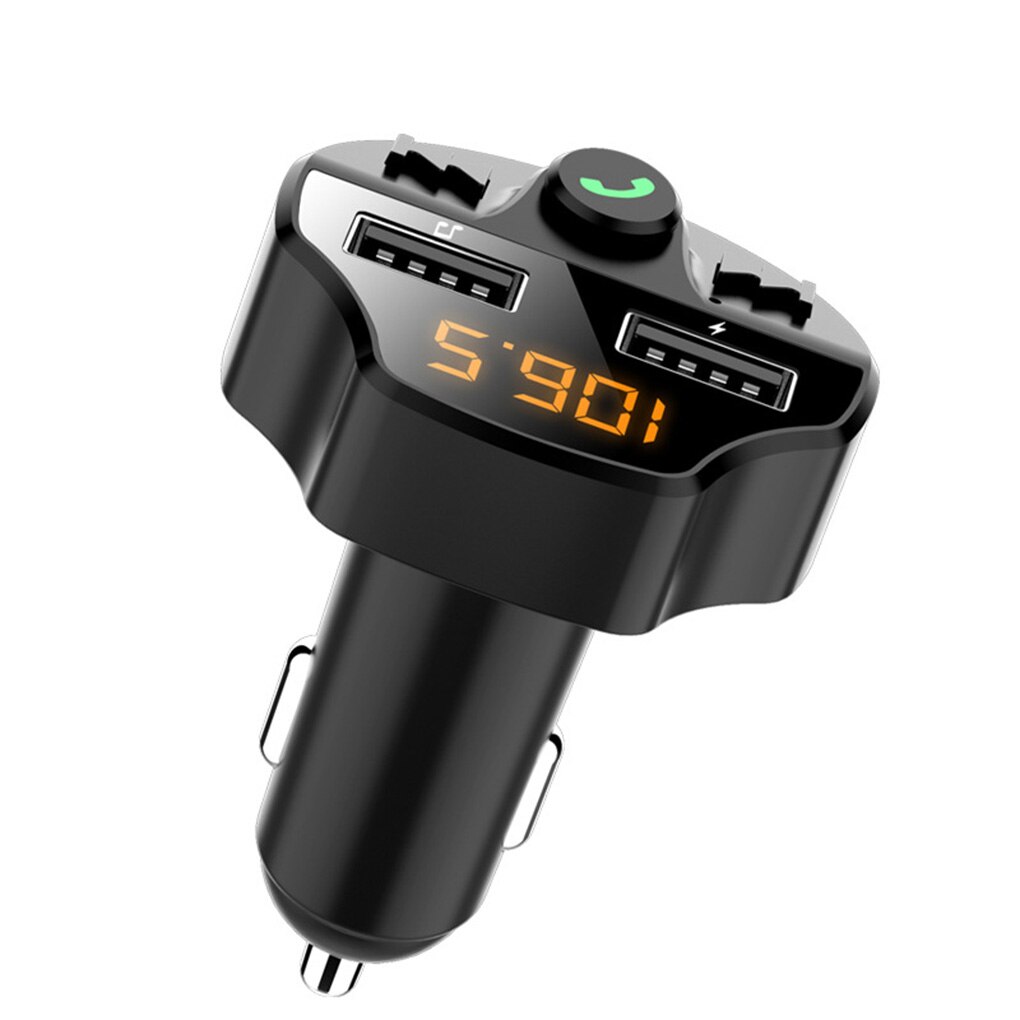 Handsfree Car Kit Bluetooth 5.0 Wireless FM Transmitter Battery Voltage LCD Auto MP3 Player USB Charger