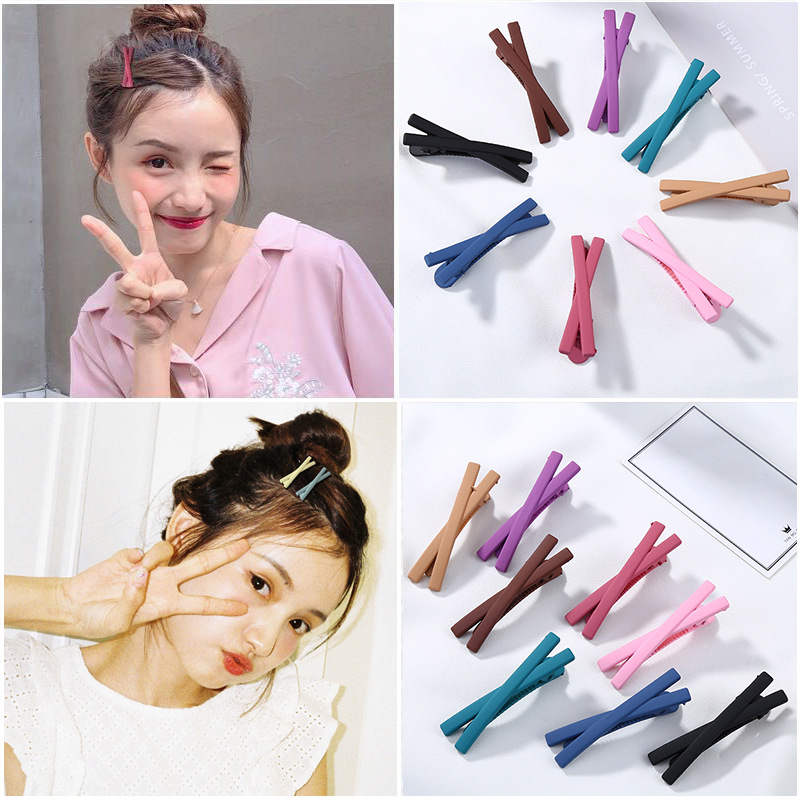Épingles à cheveux de Style coréen, pinces à cheveux Macaron croisées, couleur bonbon, mates, frange mignonne, accessoires de coiffure,