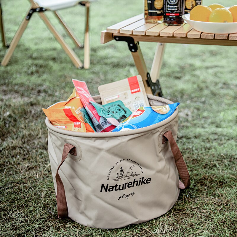 Naturehike 10L/20L draussen Falten Runde Eimer PVC Gittergewebe Tuch Camping Angeln Reise Tragbare Wasser Becken Lebensmittel Lagerung Fass