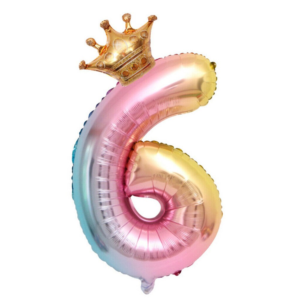 Crown Number Foil Balloons Number Ballon Happy Birthday Party Decoration 32 Inch Party Decorations Adult Wedding Kids Toy: G