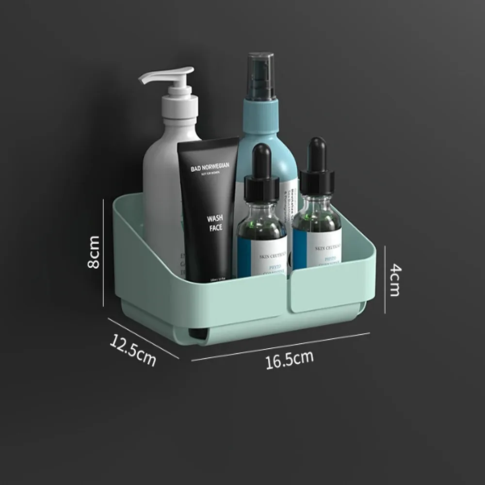Badeværelse køkken bekvemmelighedsstativ hylde makeup opbevaringsorganisator kosmetik shampoo rack bruser hylde væg krydderirække uden boring: Lysegrøn