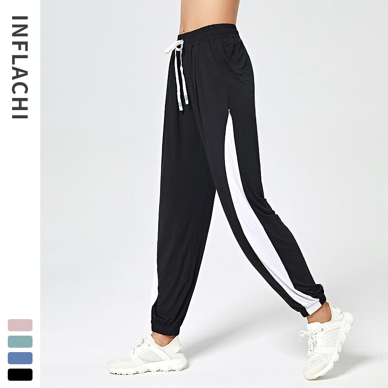 Women Yoga Pants Jogging Harem Pants Sports Athletic Loose Sweatpants Quick Dry Breathable Soft Bodybuilding Sportswear: Black / L