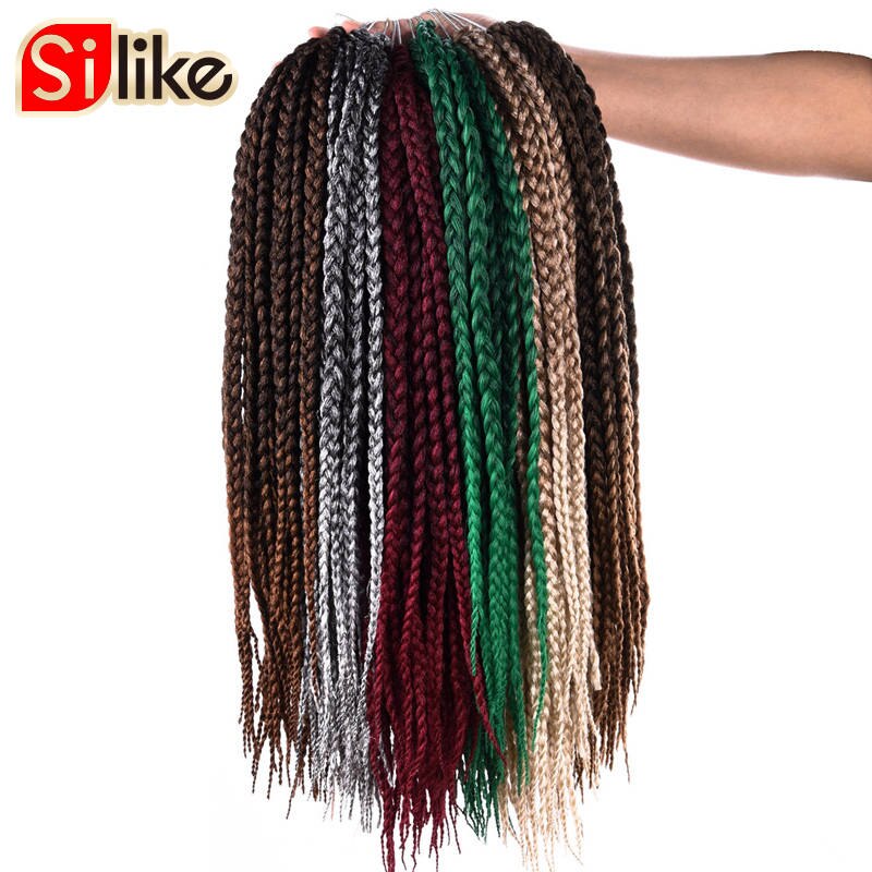 Ombre Grey 18 Inch Synthtic Micro Crochet Box Braids Hair Extension 24 Roots hair Braiding for Black Women