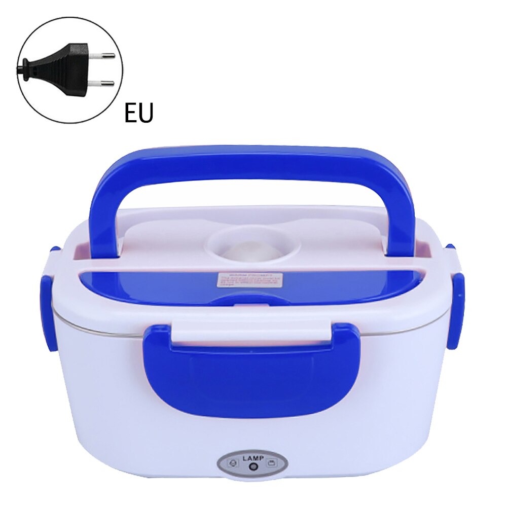 12V 220V 110V Rvs Elektrische Bento Lunchbox Weated Warme Auto Thermische Lunchbox Draagbare Voedsel Container kantoor School: Blauw / US 110V