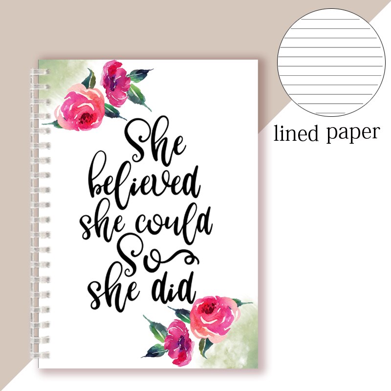 Citation inspirante-elle croyait qu'elle pouvait ainsi qu'elle l'a fait-cahier à spirale carnet de notes Romance bloc-notes pour Couples filles foi: 12