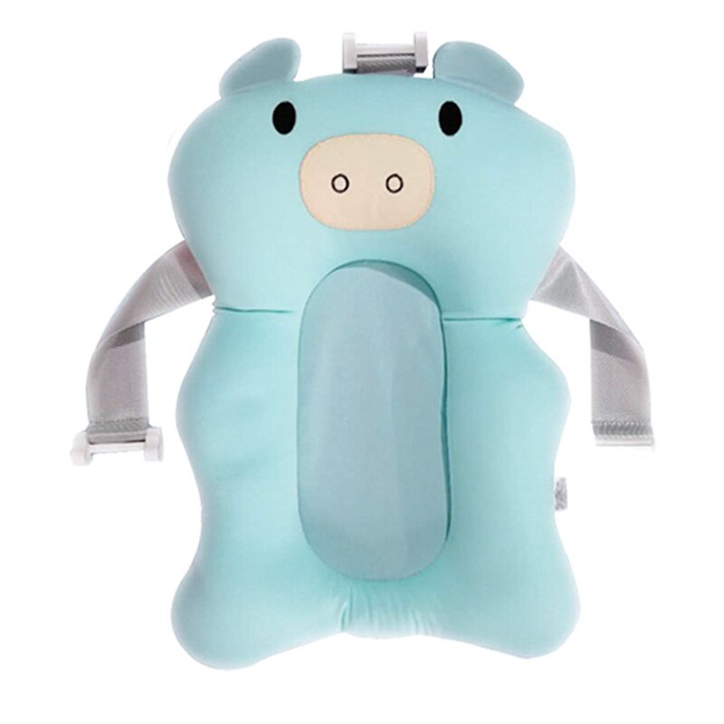 Baby Douche Bad Pad Antislip Bad Seat Ondersteuning Mat Pasgeboren Veiligheid Bad Ondersteuning Kussen Opvouwbaar Soft kussen: light blue pig