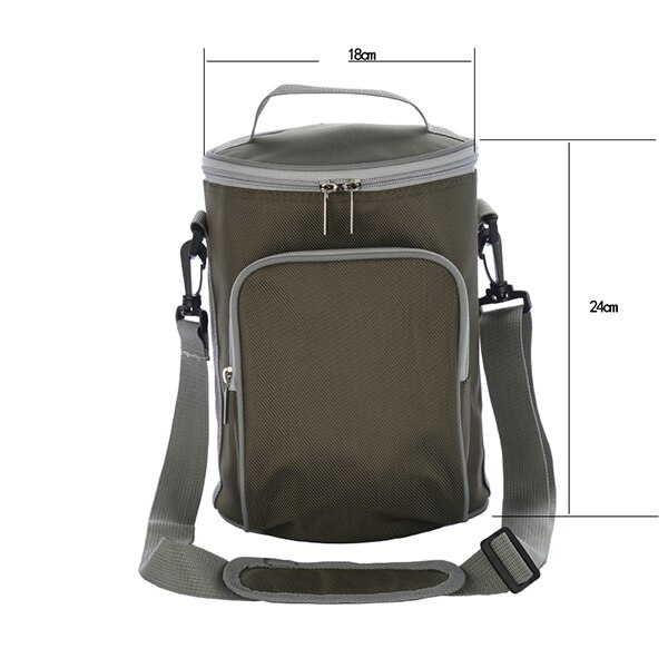 6L thermische lunch tas picknick box thermos vat vorm koeltas ice pack blikjes houder voedsel dranken wijn geïsoleerde carrier cool bag: Army Green