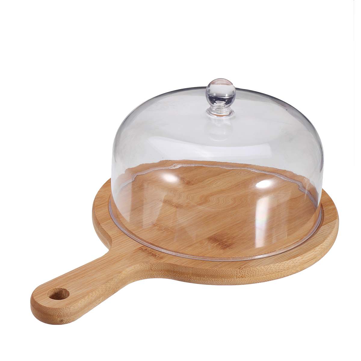 3 Size Transparent Acrylic Round Cake Stand Bamboo Tray Dust Cover Food Cover Dessert Display Stand For Weddings Birthday Decor: 17CM